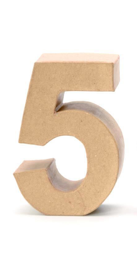 Papp-Zahl 5 17,5x5,5cm